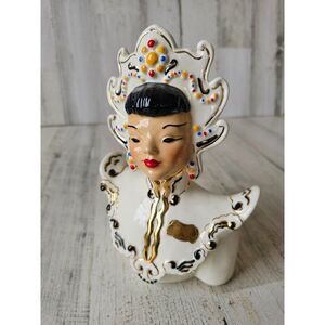 Vintage Florence ceramics geisha princess queen bust lady Pasadena decor Japanes